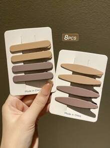 8pcs Women's Milk Tea Brown Simple Alligator Hair Clips For Fringe - Multicolor - View 5