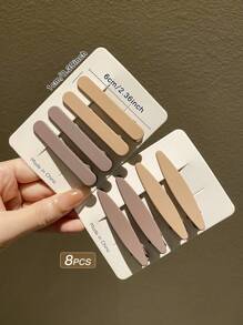 8pcs Women's Milk Tea Brown Simple Alligator Hair Clips For Fringe - Multicolor - View 2