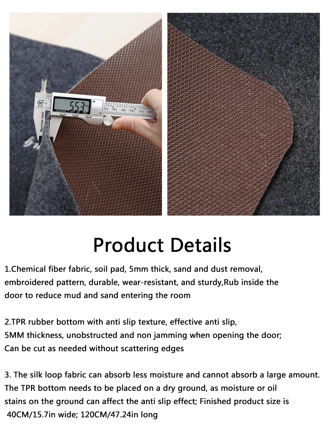 1 tấm thảm cửa thêu chữ cái - Màu xám đen - Xem 4