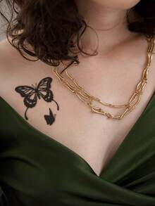 2pcs Black Butterfly Design Flower Arm Wrist Chest Body Waterproof Temporary Tattoo Stickers - Black - View 6