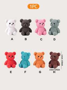 1/8 piezas Adorno de oso de peluche en forma de dibujos animados, hecho de resina con decoración de punto, varios colores disponibles para decoración del hogar y el jardín, el mejor regalo - Multicolor - Ver 4