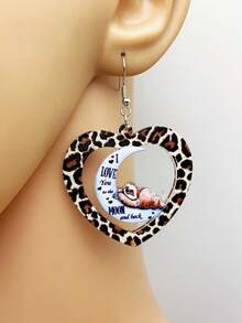 一对复古亚克力个性化长款吊坠耳环，心形镂空，花朵蘑菇图案，动物造型（猫、兔子、蝴蝶），女士情人节礼物 - 彩色 - 查看 2