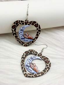 一对复古亚克力个性化长款吊坠耳环，心形镂空，花朵蘑菇图案，动物造型（猫、兔子、蝴蝶），女士情人节礼物 - 彩色 - 查看 4