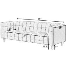 MERAX Modern Sofa Dutch Fleece Upholstered Sofa With Solid Wood Legs, Buttoned Tufted Backrest - 89寸(單)-灰色 - 查看 5