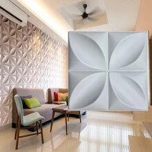 Kit 10 placas pvc 3d revestimento de parede decorativa 25 cm - Branco - Visão 2
