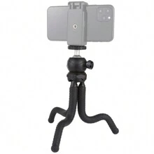 PULUZ Mini Octopus Flexible Phone Tripod, Portable And Flexible Adjustable Cell Phone Stand Holder With Ball Head Compatible With IPhone Android Phone Compact Digital Camera Sports Camera Black - Black - View 1