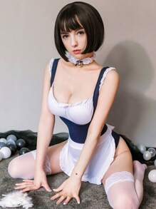 Anime Cos Sex Clothing: Sexy Lingerie For Women, Uniformed Seduction With Women's Costume Sets, Perfect For Women's Costumes And Special Nights - Blue and White - View 5