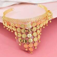 1pc Dance Performance Accessory, European And American Style Sequined Retro Headband With Dance Coin Detail, Belly Dance Hair Accessories Boho Tiaras Valentine's Day Accessories - Gold - View 3