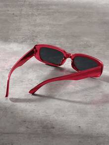 1pc Unisex Fashionable Y2k Square Frame Fashion Glasses, Suitable For Beach, Summer, Daily Wear And Photography - Hot Pink - View 5