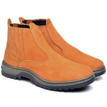 Botina Bota Masculina Em Couro Legitimo Para Trabalho Barata - Amarelo - Visão 3