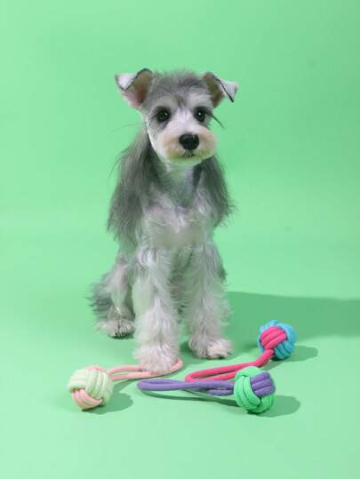 nicovaer قطعة واحدة يتم شحنها بألوان عشوائية، مادة البوليستر، مقبض ملون، لعبة كرة حبل، لعبة مضغ للحيوانات الأليفة، مناسبة للرفقة اليومية للكلاب الصغيرة والمتوسطة الحجم لمضغ وطحن أسنانها