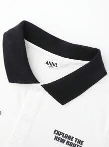 Annil Boys' Collar Short Sleeved T-Shirt Polo Shirt Summer Casual Knit Shirt Elastic Top