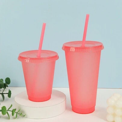 1pc/5pcs/6pcs/10pcs, 710ml/24oz,500ml/16oz Reusable Plastic Cup With Lid And Straw, Reusable Coffee Cup For Hot And Cold Drinks,Suitable For Drinking Water, Milk