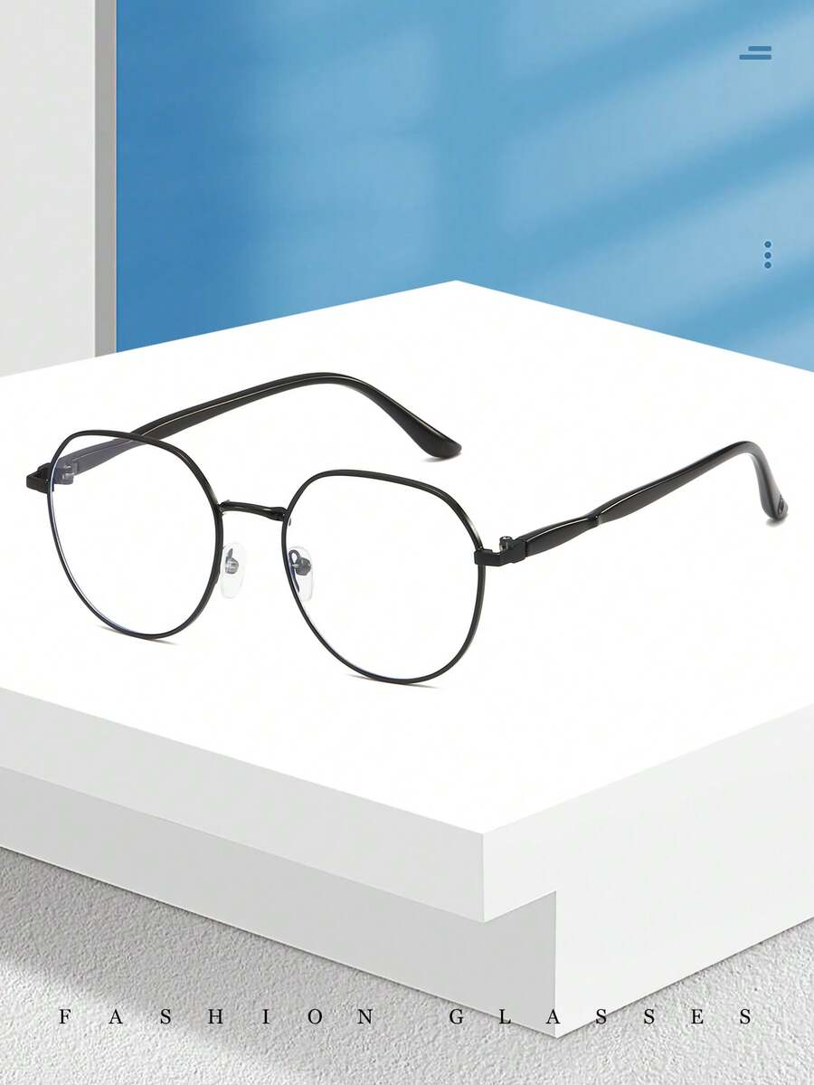 1pc/2pcs Round Metal Blue Light Blocking Glasses For Decoration And
