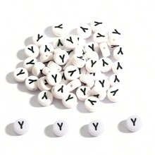 100 cái/Lot    7x4mm Trắng Tròn A-Z Chữ cái Lá thư Acrylic Lỏng lẻo Spacer Hạt Đối với Làm đồ trang sức DIY Vòng tay Phụ kiện - hình tròn dẹt - Xem 25