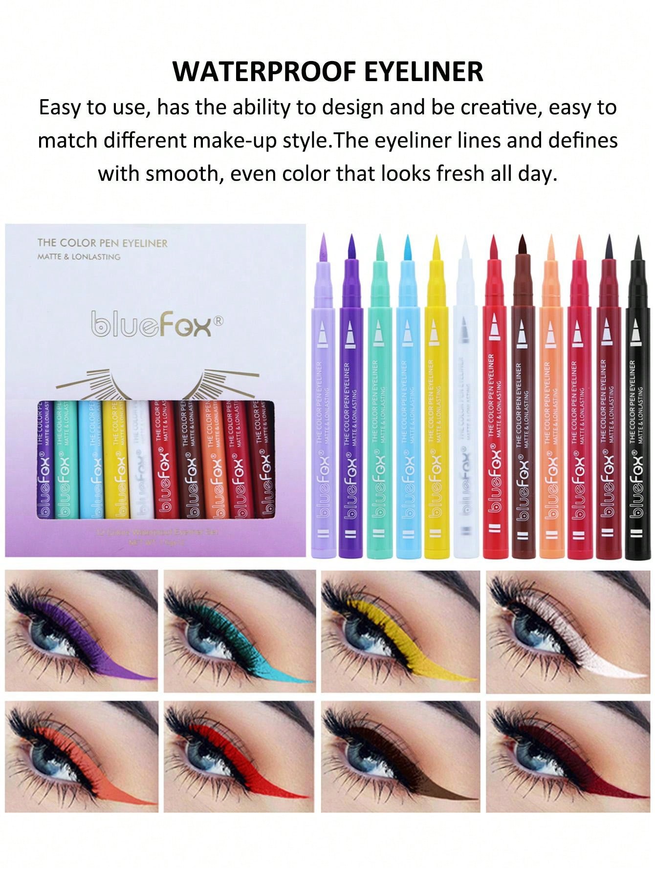 12pcs/Set Matte Color Eyeliner Pencil Set, QuickDry, SmudgeProof, LongLasting, Waterproof