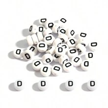 100 cái/Lot    7x4mm Trắng Tròn A-Z Chữ cái Lá thư Acrylic Lỏng lẻo Spacer Hạt Đối với Làm đồ trang sức DIY Vòng tay Phụ kiện - hình tròn dẹt - Xem 19