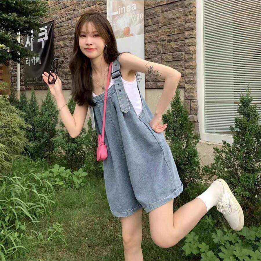 Overol Estilo Mezclilla Jumper Dama Comfortable Body - Celeste - Ver 1