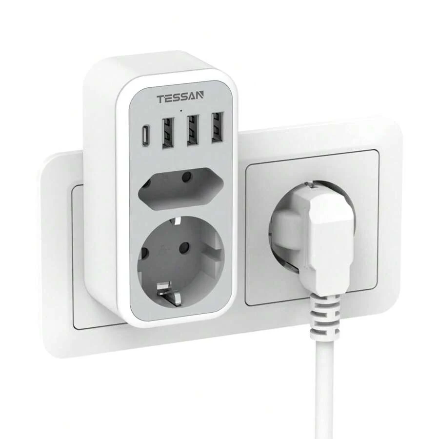 TESSAN Electrical Sockets & Plugs Adaptors - Grey - View 1