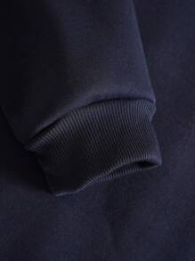 Hombres Capucha unicolor con cordón con bolsillo de canguro de hoODIE - Azul Marino - Ver 2