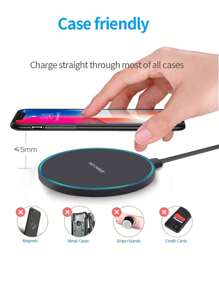 Tấm sạc sạc không dây Tương thích với Apple IPhone 13/14/12/SE/11/X/XR, Tấm sạc không dây AirPods 10W Tương thích với Samsung Galaxy/Note S21/S20/S9, Galaxy Buds - màu đen - Xem 3
