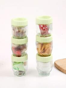 2pcTransparent Glass Sealed Box, Sealed Fresh-Keeping Box, For Cereal, Rice, Pasta, Tea, Nuts And Coffee Beans, Plastic Food Preservation Tank, Home Kitchen Supplies - Transparent green 2 pieces - View 5