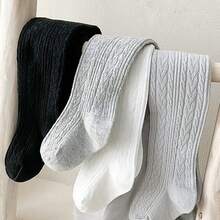 1入組女童中厚款螺旋側邊設計連褲襪，秋季 - 淺灰色 - 查看 3