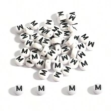 100 cái/Lot    7x4mm Trắng Tròn A-Z Chữ cái Lá thư Acrylic Lỏng lẻo Spacer Hạt Đối với Làm đồ trang sức DIY Vòng tay Phụ kiện - hình tròn dẹt - Xem 32