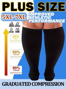 1 Pair 5XL-7XL Plus Size Compression Socks Football Socks Circulation 15-20 Mmhg For Men Wide Calf Pregnancy Maternity Knee High Best Rated Support For Pregnant Medical Running Nursing Athletic Fit Cycling Sports, Gym