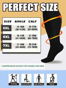 1 Pair 5XL-7XL Plus Size Compression Socks Football Socks Circulation 15-20 Mmhg For Men Wide Calf Pregnancy Maternity Knee High Best Rated Support For Pregnant Medical Running Nursing Athletic Fit Cycling Sports, Gym