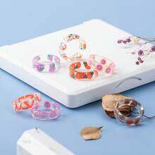 8入組女士丙烯酸水果戒指,可愛樹脂水果戒指,透明戒指配色彩水果,美學疊戒,裝飾性戒指（8種水果風格可選） - 彩色 - 查看 4