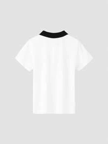 Annil Boys' Collar Short Sleeved T-Shirt Polo Shirt Summer Casual Knit Shirt Elastic Top