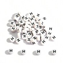 100 cái/Lot    7x4mm Trắng Tròn A-Z Chữ cái Lá thư Acrylic Lỏng lẻo Spacer Hạt Đối với Làm đồ trang sức DIY Vòng tay Phụ kiện - hình tròn dẹt - Xem 8