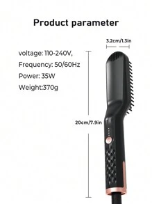 UKLISS 男士头发和胡须直发器 - 专业电热直板夹，带梳子，快速加热造型工具，打造顺滑整齐的发型 - 黑色 - 查看 6