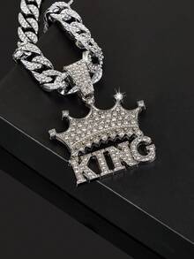 1入組朋克搖滾風格皇冠形男女皆宜吊墜項鍊,適用於各種場合 - 皇冠KING - 查看 5