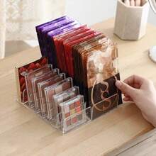 Organizador de maquillaje con cajones para paletas de sombras de ojos, polvos y separadores transparentes, caja de almacenamiento de plástico con soporte de exhibición de cosméticos para colorete en el escritorio, para vacaciones en la playa, colección de baño, colección de dormitorio, gran capacidad