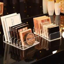 Organizador de maquillaje con cajones para paletas de sombras de ojos, polvos y separadores transparentes, caja de almacenamiento de plástico con soporte de exhibición de cosméticos para colorete en el escritorio, para vacaciones en la playa, colección de baño, colección de dormitorio, gran capacidad