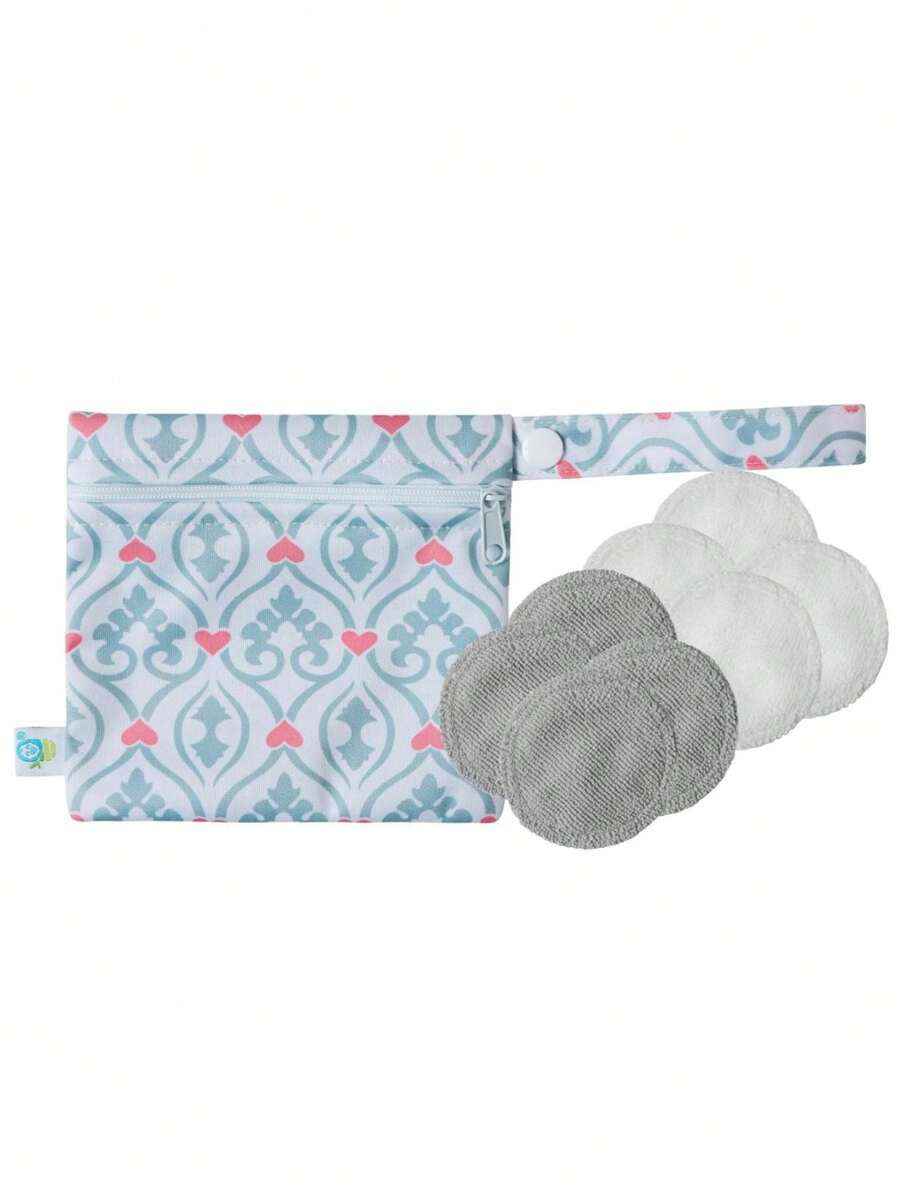 BABYBAMBOO 8 Reusable Microfiber Makeup Remover Pads + Mini Wetbag - Light Grey - View 1
