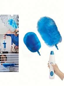 360° Rotating Electric Dust Remover With Extendable Handle For Deep Cleaning - Blue - View 4