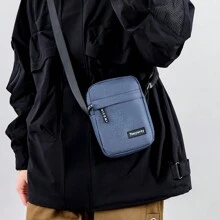 男士休閒多功能斜挎包,多個口袋,小尺寸肩袋、背袋、側袋、方袋,適用於旅遊出差、商務休閒,情人節禮物 - 藍色 - 查看 1
