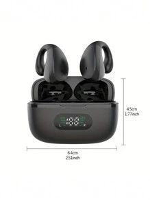 無線5.3耳夾式耳機迷你藍牙耳機,適用於騎行、駕駛和跑步開放式設計,數字顯示,高保真音質,無線耳機運動夾式耳tws無線兼容耳機耳塞 - 黑色 - 查看 8