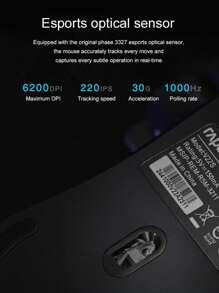 Rapoo V22s黑色有線電競滑鼠 E-sports 輕量級 3327 Dpi 可調節 8鍵 宏觀機械編程 Usb筆記型電腦 家庭辦公室使用 - 黑色 - 查看 4