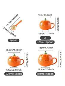 1pc Pumpkin Shaped Ceramic Cup For Steamed Eggs, Milk Tea, Breakfast, Oatmeal, Pudding, Kitchen, Christmas Gift