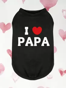 MOEPIE 狗狗心形字母印花背心T卹 - 黑色 - 查看 2