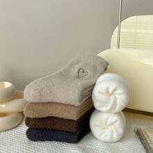 1雙加厚繡花心型保暖襪(黑色) - 黑色 - 查看 2