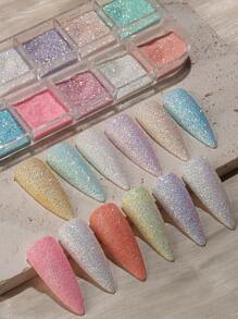 12色霓虹螢光,糖果色發光指甲diy亮麗美甲螢光夜光指甲藝術閃粉螢光色素發光效果夜光指甲彩飾藝術裝飾 - 彩色 - 查看 9