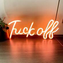 1個13.7x5.8英寸(約35x14.8厘米)珊瑚粉色霓虹藝術fuckoff燈,由電池/ Usb供電,用於牆壁裝飾,適用於臥室,派對和酒吧 - 珊瑚粉 - 查看 4