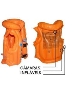 Colete Inflavel Boia para Piscina Praia Infantil Flutuador Salva Vidas para Criança e Bebê Unissex P M G 10 a 50 kg/WJ69 - Laranja - Visão 3