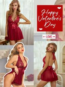 Women Sexy Lingerie Dresses - 酒紅色 - 查看 6