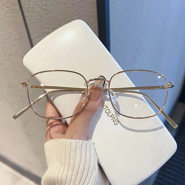 Óculos de Armação Metálica Quadrada, Óculos de Grau com Prescrição, Acessórios de Óculos Decorativos em Estilo Japonês Unissex, Óculos Elegantes para Praia, Acessórios de Óculos para Mulheres